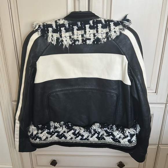 Alexander Wang Oversized Leather & Tweed Hybrid Jacket Size S - Picture 3 of 16